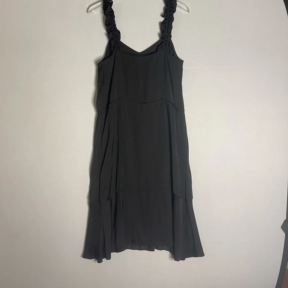 WHO What Wear Little Black Drawstring Waist Dress Gathered Straps Medium